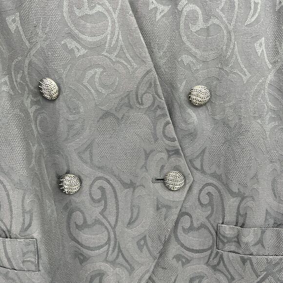 Exec Collection US 10 VINTAGE Y2K Gray Purple Jacquard Blazer Skirt Suit Set - Picture 4 of 13